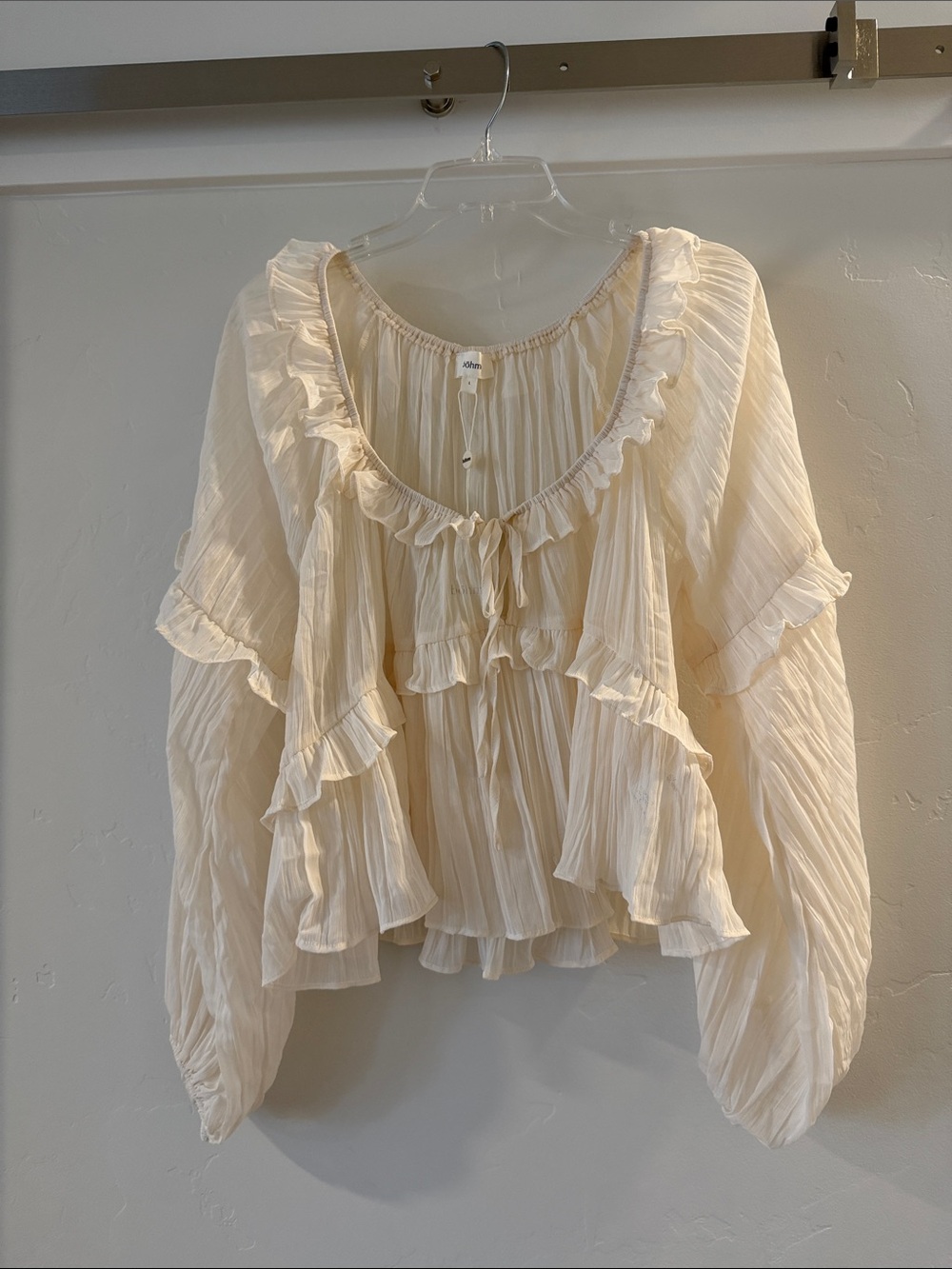 bohme Ivory Ruffle-Trim Peasant Blouse
